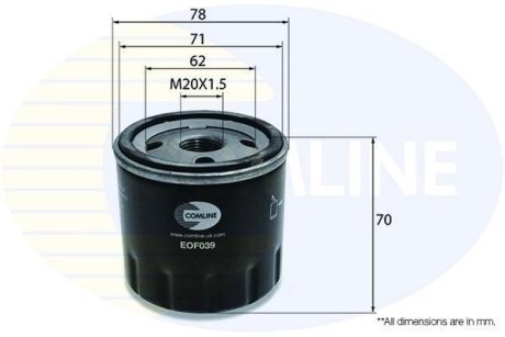 - Фільтр оливи (аналогWL7083/OC272) COMLINE EOF039