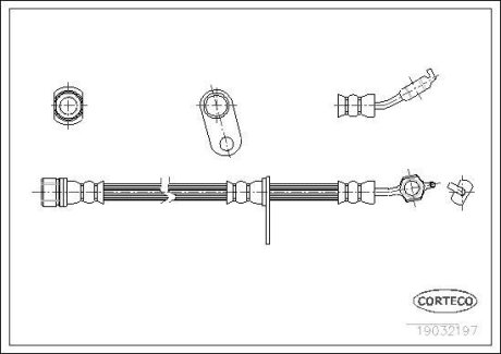 Шланг гальмівний Toyota Carina Corolla 88-2001 F R CORTECO 19032197