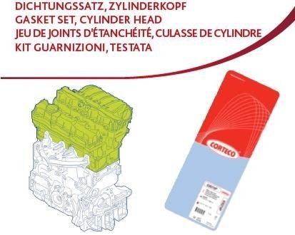 Комплект прокладок, головка циліндрів PSA 1,6 16V TU5JP4 -07.2004 (вир-во) CORTECO 418717P