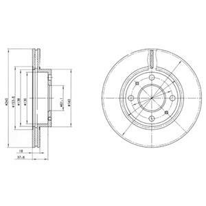 NISSAN гальмівний диск передн.Sunny II,III 86-00 Delphi BG2565 (фото 1)