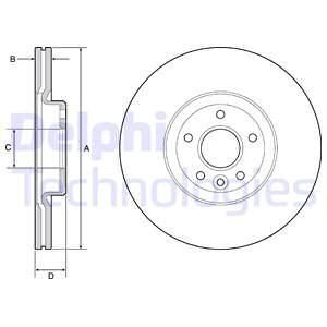 Диск гальмівний передн. FORD KUGA II 2.0 13- Delphi BG4056C