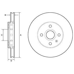 VW диск гальмівний передн.Up,Load,Skoda Citigo,Seat 11- Delphi BG4647C