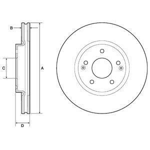 DB гальмівний диск передній SANGYONG ACTYON II 10/12-,KORANDO 11/10- Delphi BG4809C