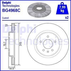 OPEL диск гальмів.задн. Insignia B Delphi BG4968C (фото 1)