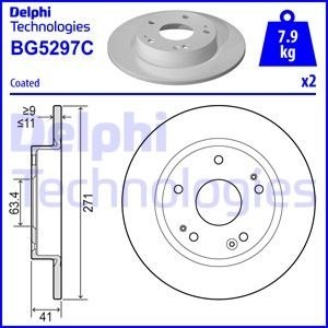 Диск гальм. задн. FORD FOCUS 18- Delphi BG5297C (фото 1)