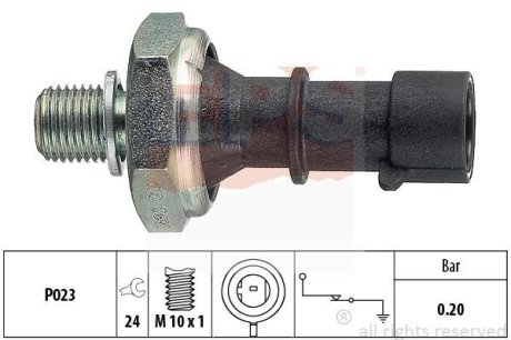 OPEL датчик тиску мастила Astra H 1,7 04-, Meriva 1,7DTI/CDTI 06-, Vectra C 3,0CDTI 05-. EPS 1800170