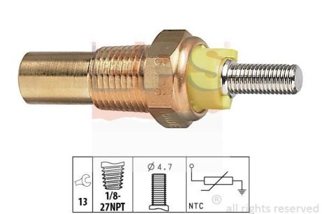 FORD датчик температури води жовтий Escort III,IV,Fiesta,Orion EPS 1830028 (фото 1)