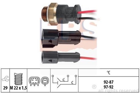 FIAT температурний датчик включення вентилятора радіатора TIPO 88- EPS 1850610
