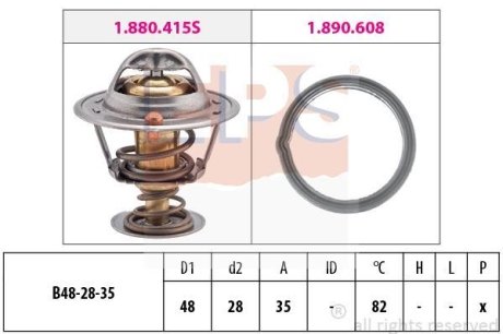 TOYOTA термостат (Made in Italy!) Avensis 03-, Corolla -01,Carina 82-,Camry 83-,Hyundai,Kia EPS 1880415