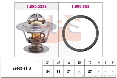 VW термостат (Made in Italy!) 87°C 1,4-1,8 AUDI 80, A6 2,0 -97, SEAT FORD PEUGEOT J5 90 EPS 1880434