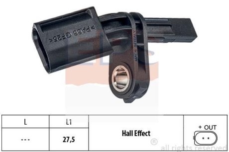 VW датчик ABS передн.прав.Golf,Passat,T5,Skoda Octavia,Seat,Audi EPS 1960006