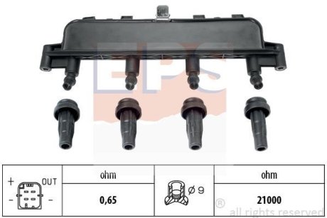 CITROEN котушка запалювання 1,1-1,6i: Berlingo, C2/3, Xsara PEUGEOT 1,1-1,6i EPS 1970405