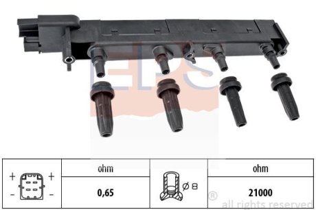 CITROEN котушка запалювання C4,5,Jumpy,Peugeot 206,307,406,407 EPS 1970408