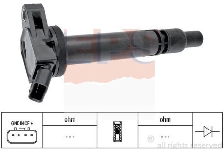 TOYOTA Катушка зажигания Land Cruiser 100,120,Lexus ES,GS,LS,lS 2.5/4.6 05- EPS 1970537