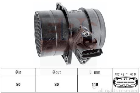 FORD Витратомір повітря MONDEO 1.8 03-07, JEEP GRAND CHEROKEE 2.7 01-05 EPS 1991311