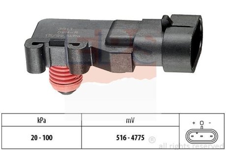 OPEL датчик тиску в впускному колекторі Astra G/H 01-,Combo,Vectra C, Daewoo Leganza 97-,Renault Kangoo EPS 1993011