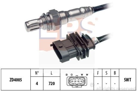 OPEL Лямбда-зонд (4 конт.) OPEL 1,4/1,6: Astra G, Vectra B, Zafira 99- EPS 1997340