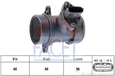 Витратомір повітря (5 конт.) FIAT DOBLO/PUNTO 1.3D/1.4 03- FACET 101158
