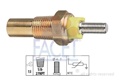 Датчик температуры FORD ESCORT III-V 1.0-3.0i 70-99 (не произв) (7.3028) FACET 73028 (фото 1)