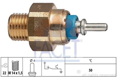 Датчик температури охолоджуваної рідини Mercedes Benz W124/201/T1/T2 M102/OM602/603 77-> FACET 74070 (фото 1)