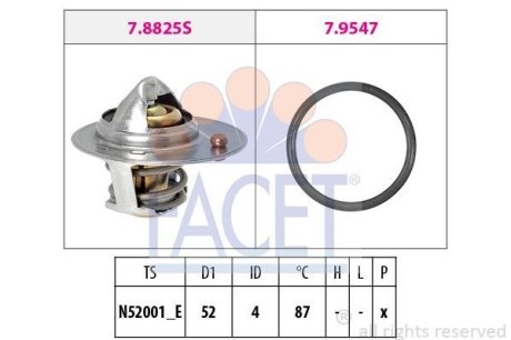 Термостат Mitsubishi ASX 10-/Colt 04-12/Lancer 08- FACET 78825 (фото 1)