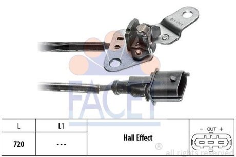 Датчик оборотов коленвала Fiat Doblo, Grande Punto, Punto/Opel Astra F,Astra H,Vectra C,Zafira B 1.9D/2.4D 94- (9.0355) FACET 90355