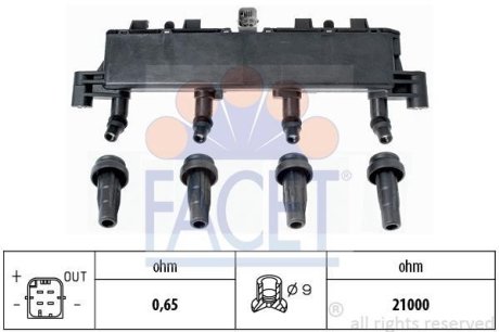 Котушка запалення BERLINGO/C2/C3 I/C3/P206/P307 1.1-1.6 93- FACET 96305