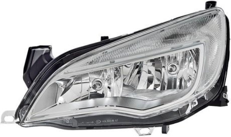 OPEL фара основна галоген з лампами,мотором,H7/H7 W21/5W прав.Astra J 09- HELLA 1EG010011321