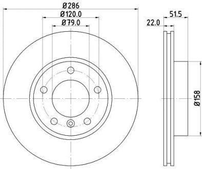 PRO BMW Диск гальмівний перед. (вентил.) E36/46 1,6-2,8 (286*22) HELLA 8DD355102581