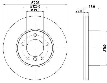 Диск тормозной перед. (вентил.) BMW 5-serie (E39) (296*22) HELLA 8DD355104591