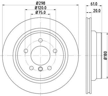 Диск тормозной задний (вентил.) BMW E39 (298*20) HELLA 8DD355104611