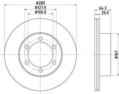 VW Гальмівний диск передн. TARO 2.2 89-, TOYOTA HILUX V HELLA 8DD355104761