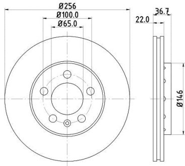 VW Диск тормозной вент.передн. Audi A3,Golf IV,Polo,Skoda Fabia,Octavia HELLA 8DD355105361 (фото 1)