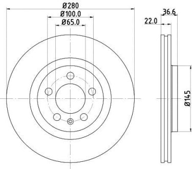 Диск гальмівний з покриттям PRO; передн. HELLA 8DD355105381