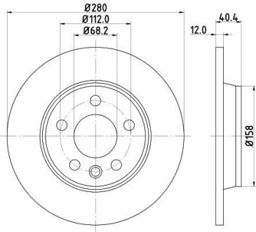 PRO VW Гальмівний диск заднії T4 1/96- HELLA 8DD355105611 (фото 1)