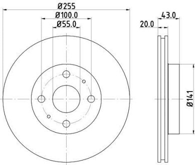 PRO TOYOTA гальмівний диск передн.Yaris 00-05 HELLA 8DD355108881 (фото 1)