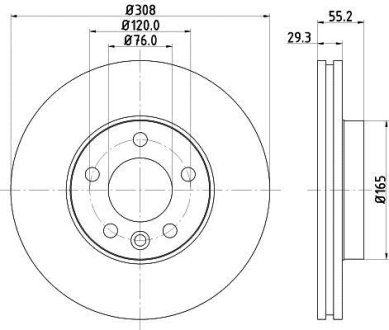 PRO VW Диск гальмівний передн. вентил. T5 1.9Tdi 2.5Tdi 2.0i 03-, Touareg HELLA 8DD355109661