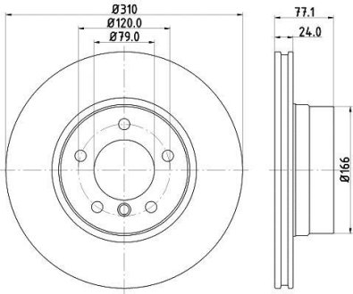 Гальмівний диск перед. E60/E61 03-10 Pro HELLA 8DD355109901