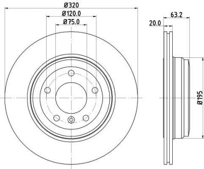 BMW Диск гальмівний задн. (вентил.) 5-serie E60/61 HELLA 8DD355109941