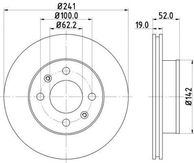 HYUNDAI Диск гальм. передн. Accent I,II 95- HELLA 8DD355110641