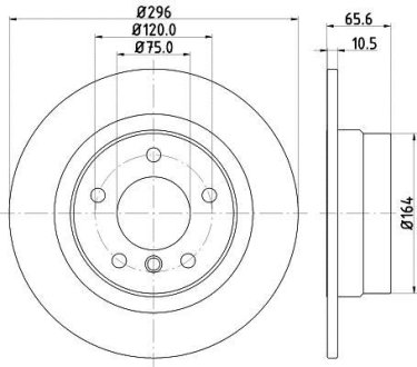 PRO BMW Диск тормозной задн. 1 E81/87, 3 E90 03- HELLA 8DD355111301 (фото 1)