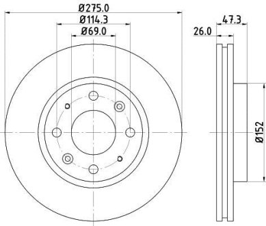 KIA Диск гальмівний передн. Cerato 04- HELLA 8DD355111781