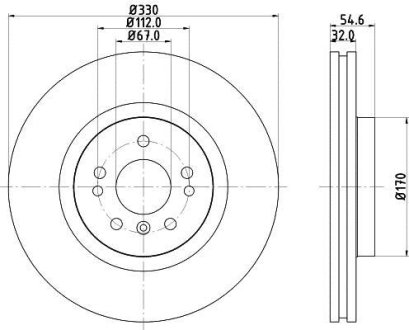 Гальмівний диск перед. W164/W251 05- (PRO) HELLA 8DD355113171