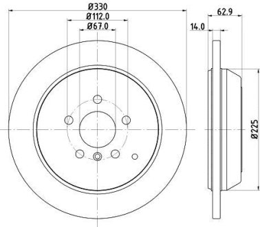 PRO DB Гальмівний диск заднії W164, W251 HELLA 8DD355113211