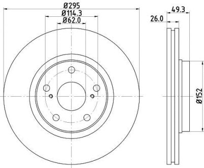 TOYOTA Тормозной диск передн.Avensis 08- HELLA 8DD355114281 (фото 1)