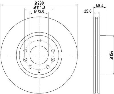 Гальмівний диск перед. MAZDA 6 07-13 (299x25) HELLA 8DD355115771