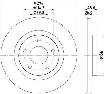 PRO MITSUBISHI Диск гальмівний передн. ASX, Dodge Caliber, Avenger 07- HELLA 8DD355115911