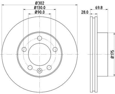 Гальмівний диск перед. Master/Movano 10- (302mm) HELLA 8DD355117121