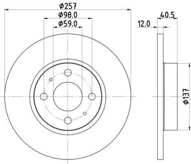 PRO FIAT Гальмівний диск передн. 500 09 10-, LANCIA, ALFA ROMEO HELLA 8DD355117931