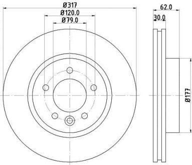 PRO LAND ROVER Гальмівний диск передн. DISCOVERY III, DISCOVERY IV, RANGE ROVER SPORT I HELLA 8DD355118641